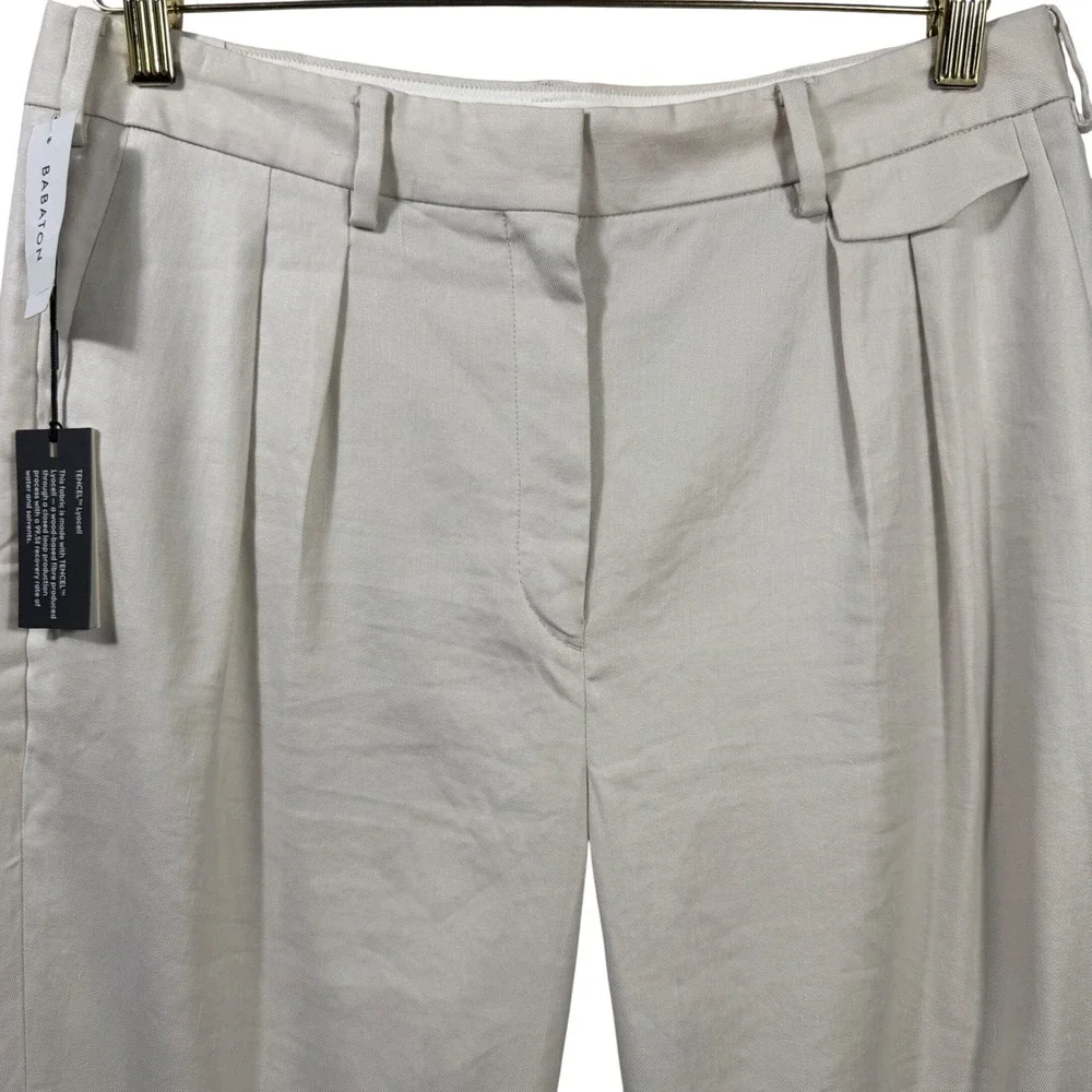 Babaton Aritzia Slater Pant 8 Matte Pearl High Rise Linen TENCEL Trouser NWT